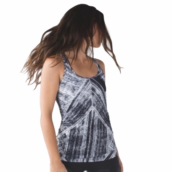 🌿 {Lululemon} Tank Top Strappy Back Heat Wave Design Flawed Small/XS 2 Black - Picture 1 of 12